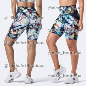 Zumba Worldwide Tie-Dye High Waisted Biker Shorts Night Sky Size S (E019)